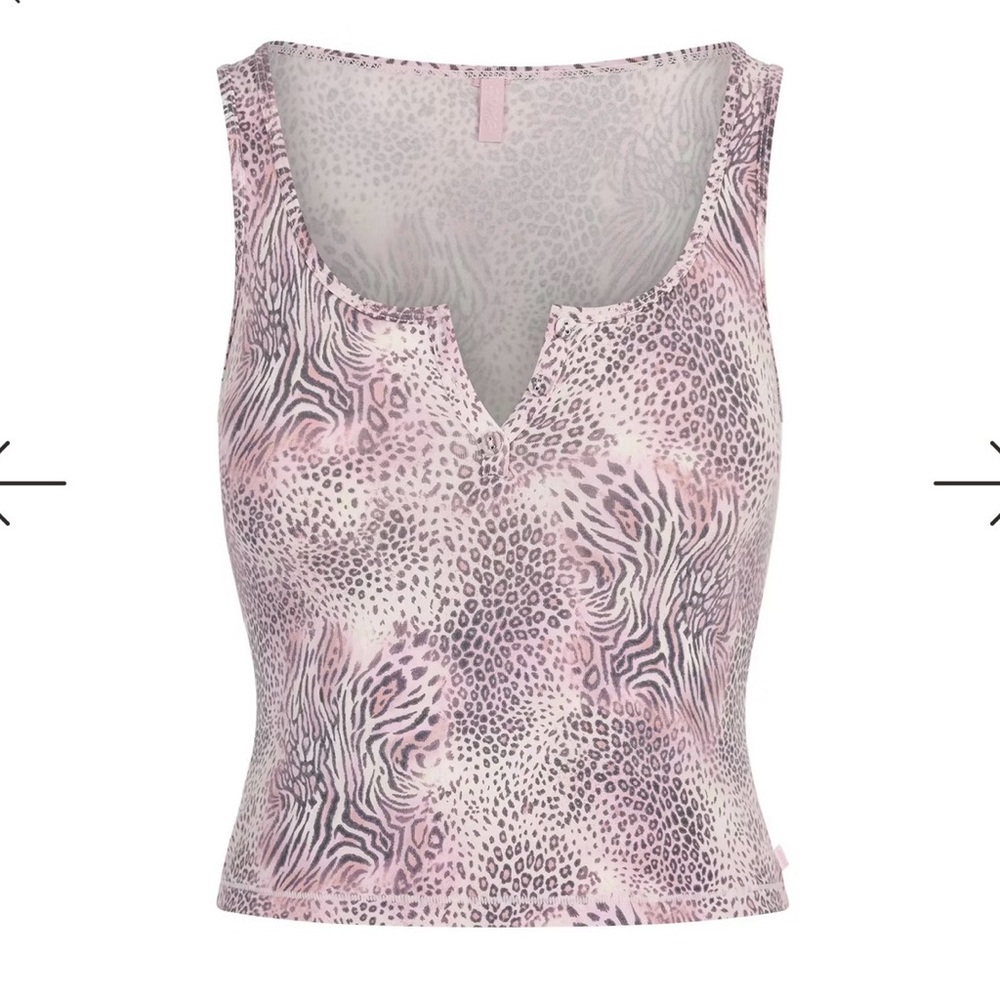 SKIMS Pink Animal-Print Notch Tank